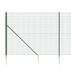 Clôture en treillis métallique et piquet d'ancrage vert 1,4x10m