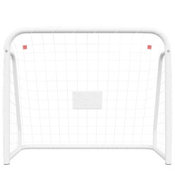 But de football et filet blanc 125x96x60 cm acier et polyester