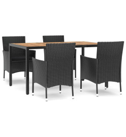 Mobilier à dîner de jardin et coussins 5pcs Noir Résine tressée