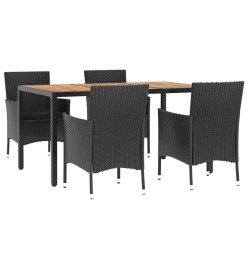 Mobilier à dîner de jardin et coussins 5pcs Noir Résine tressée