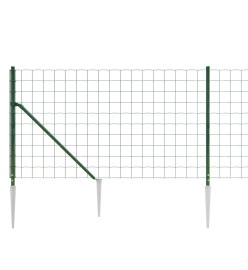 Clôture en treillis métallique et piquet d'ancrage vert 1,1x10m