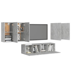 Ensemble de meuble TV 6 pcs Gris béton Aggloméré