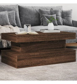 Table basse avec lumières LED chêne marron 90x50x40 cm
