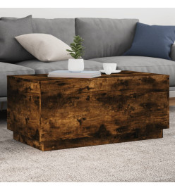 Table basse avec lumières LED chêne fumé 90x50x40 cm