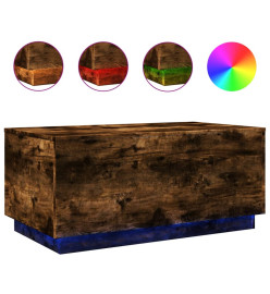 Table basse avec lumières LED chêne fumé 90x50x40 cm