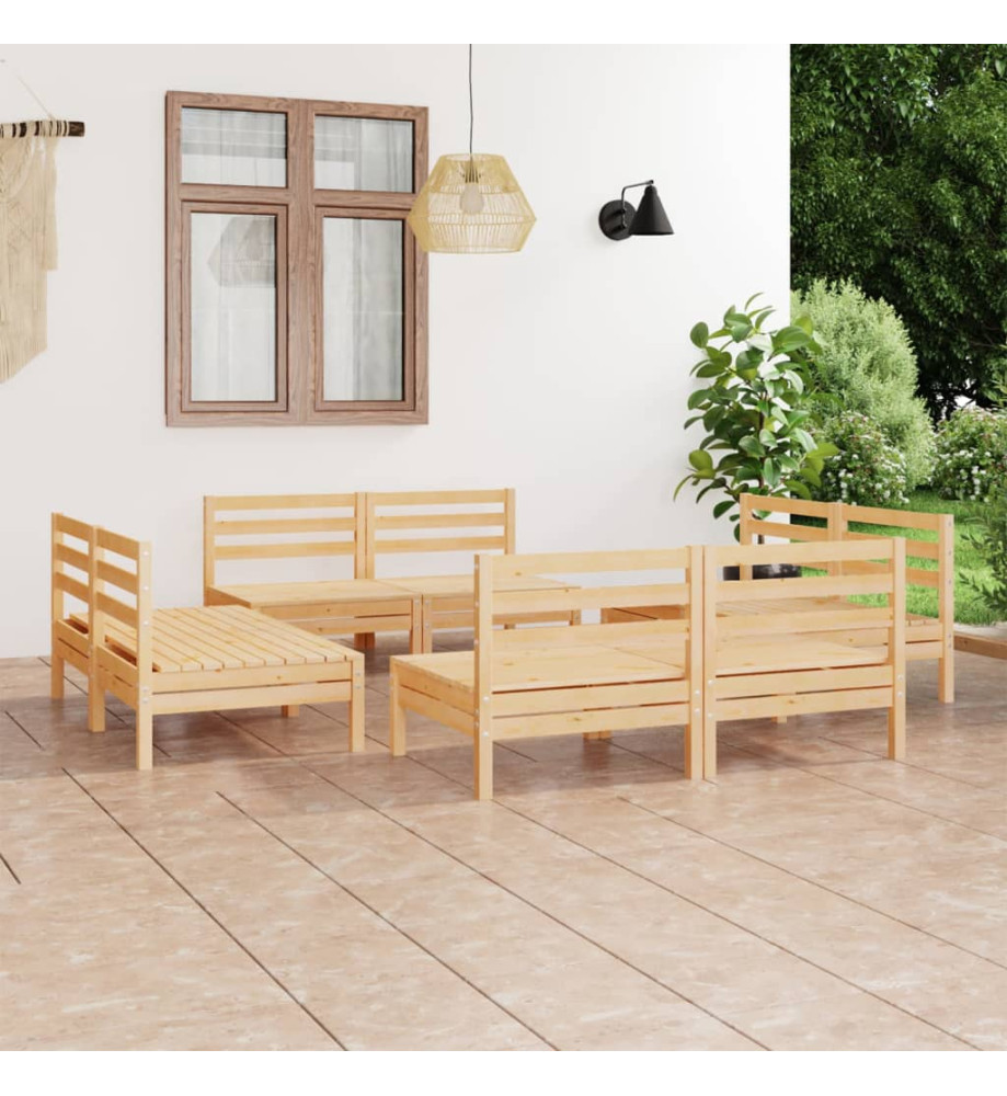 Salon de jardin 8 pcs Bois de pin massif