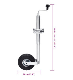 Roue jockey 48 mm avec 2 tubes de support et 3 pinces fendues