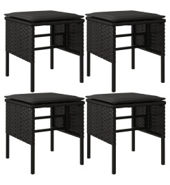 Ensemble à dîner de jardin et coussins 6pcs noir résine tressée