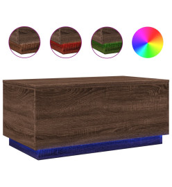 Table basse avec lumières LED chêne marron 90x50x40 cm
