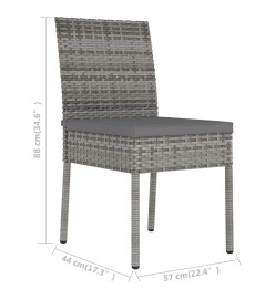 Chaises de salle à manger de jardin 2 pcs Résine tressée Gris