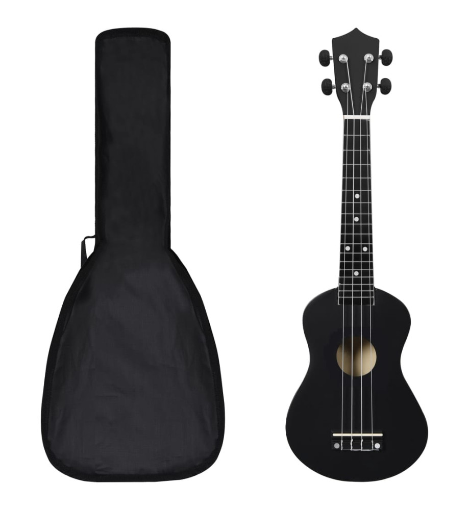 Jeu de ukulélé soprano avec sac pour enfants Noir 23"