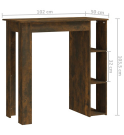 Table de bar avec étagère Chêne fumé 102x50x103,5 cm Aggloméré