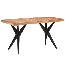 Table à dîner noir 140x70x76 cm bois d'acacia solide