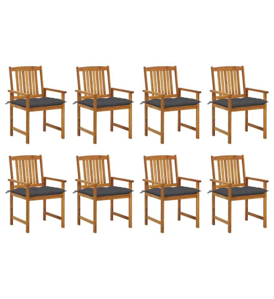 Chaises de jardin avec coussins 8 pcs Bois d'acacia solide Chaises de jardin avec coussins 8 pcs Bois d'acacia solide