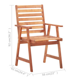 Chaises à dîner d'extérieur 4 pcs avec coussins Acacia massif