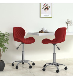 Chaises pivotantes salle à manger 2 pcs Rouge bordeaux Velours