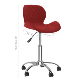 Chaises pivotantes salle à manger 2 pcs Rouge bordeaux Velours