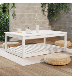 Table de jardin blanc 121x82,5x45 cm bois massif de pin