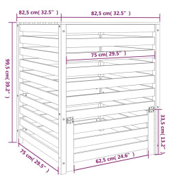 Composteur Gris 82,5x82,5x99,5 cm Bois massif de pin