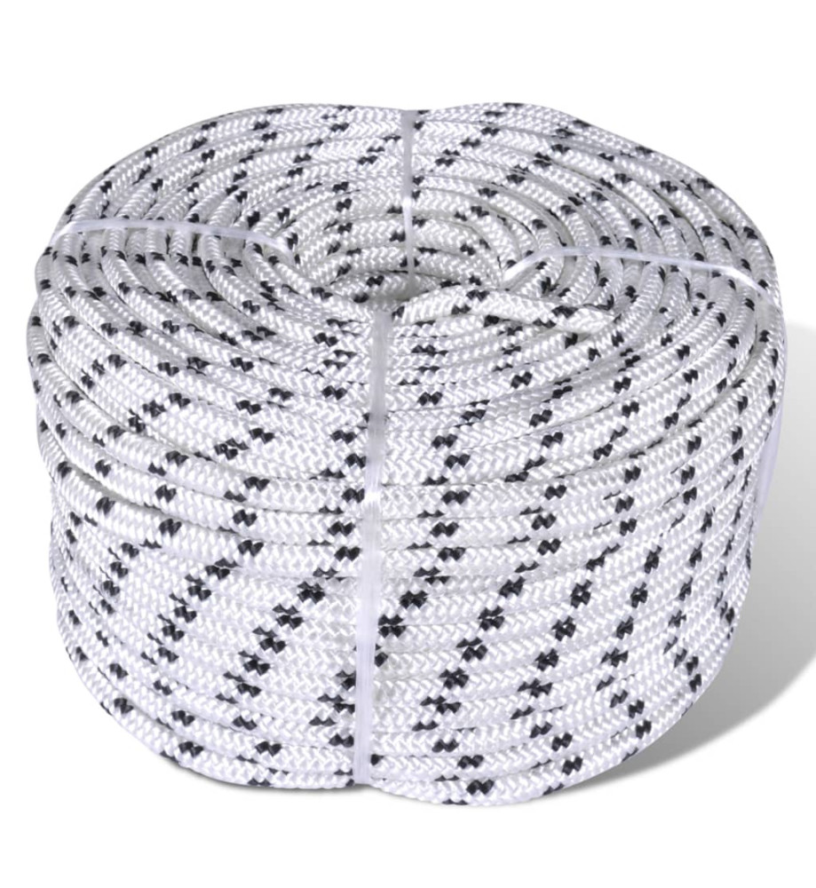 Corde de bateau tressée Polyester 10 mm 250 m Blanc