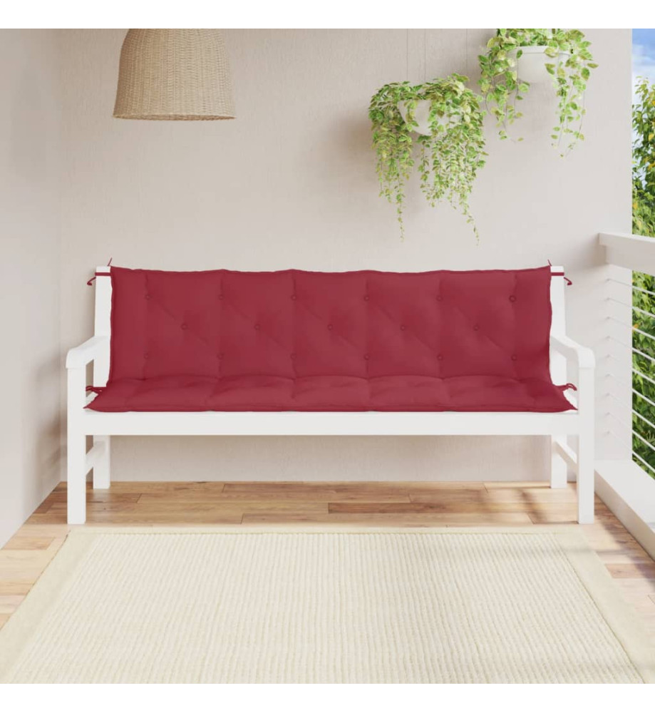 Coussins de banc de jardin 2 pcs rouge bordeaux tissu Oxford Coussins de banc de jardin 2 pcs rouge bordeaux tissu Oxford