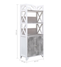 Armoire de salle de bain Blanc et gris 46x24x116 cm Paulownia