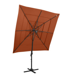 Parasol à 4 niveaux avec mât en aluminium Terre cuite 250x250cm