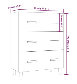 Buffet Blanc brillant 70x34x90 cm Bois d'ingénierie