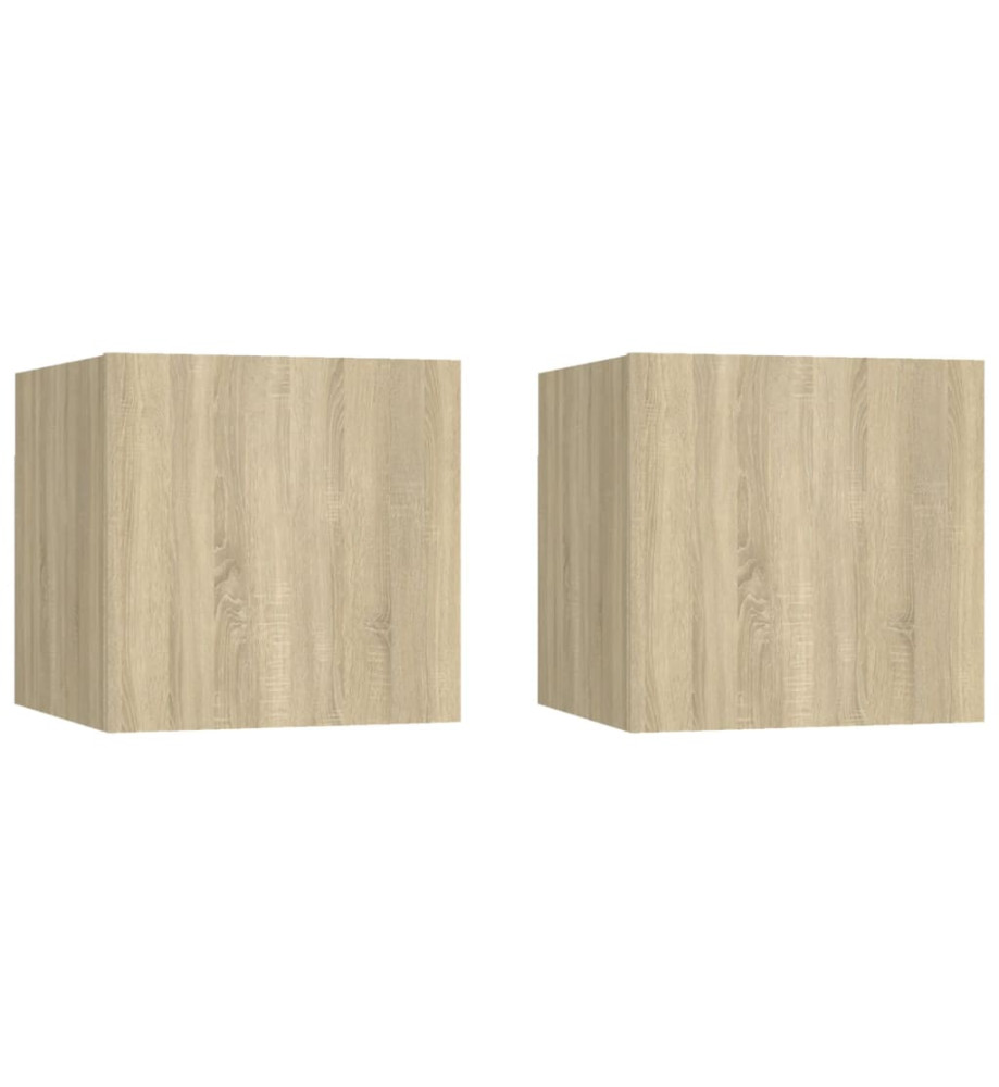 Tables de chevet 2 pcs Chêne sonoma 30,5x30x30 cm Aggloméré