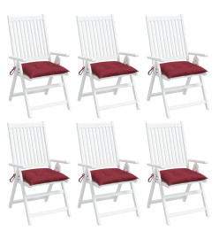 Coussins de chaise 6 pcs rouge bordeaux 40x40x7 cm tissu oxford