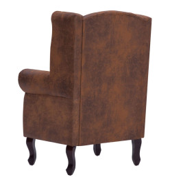 Fauteuil Chesterfield et repose-pieds Marron Similicuir daim