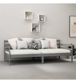 Lit de repos avec matelas 90x200 cm Gris Bois de pin massif