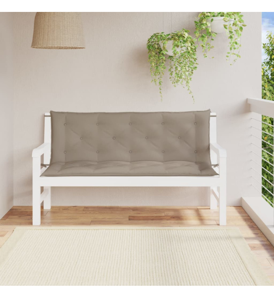 Coussins de banc de jardin 2 pcs taupe 150x50x7 cm tissu Oxford