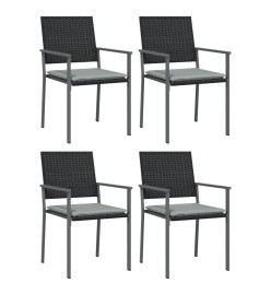 Chaises de jardin et coussins lot de 4 noir 54x62,5x89 cm rotin