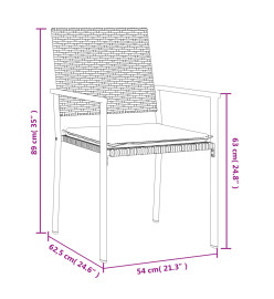 Ensemble à manger de jardin 3 pcs coussins résine tressée acier