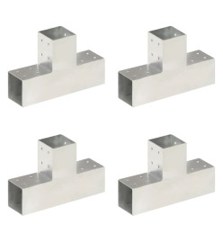 Connecteurs de poteau 4 pcs Forme en T Métal galvanisé 81x81 mm