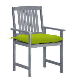 Chaises de jardin avec coussins 8 pcs Bois d'acacia solide Gris