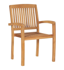 Chaises de jardin empilables avec coussins 4 pcs Teck solide