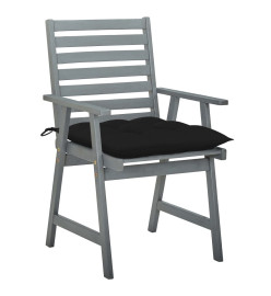 Chaises à dîner d'extérieur 2 pcs avec coussins Acacia massif