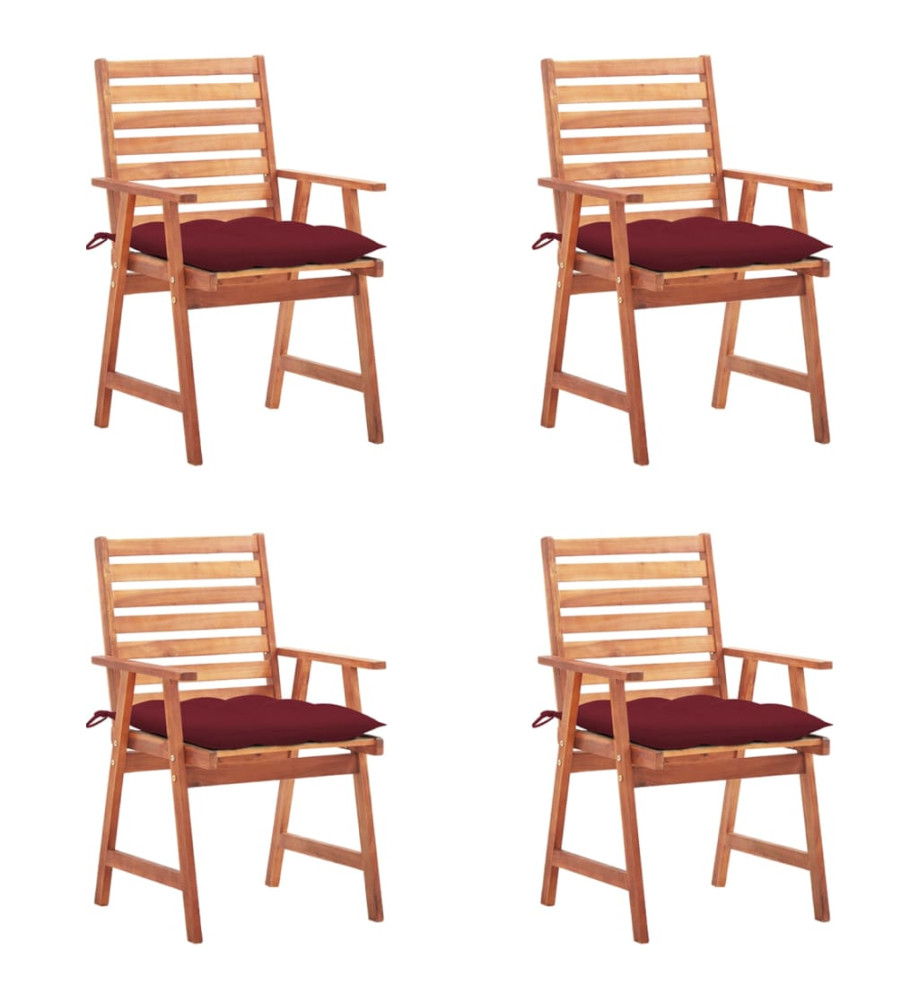 Chaises à dîner d'extérieur 4 pcs avec coussins Acacia massif Chaises à dîner d'extérieur 4 pcs avec coussins Acacia massif