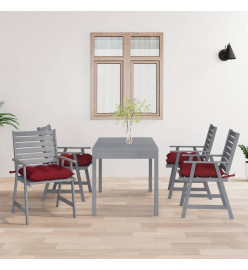 Chaises à dîner d'extérieur avec coussins 4 pcs Acacia massif