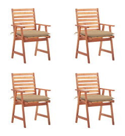 Chaises à dîner d'extérieur 4 pcs avec coussins Acacia massif