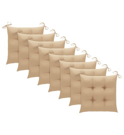 Chaises à dîner d'extérieur 8 pcs avec coussins Acacia massif