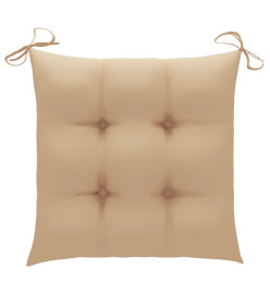 Chaises de jardin 4 pcs avec coussins beige Bois de teck solide