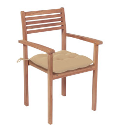 Chaises de jardin empilables avec coussins 8 pcs Teck solide