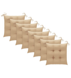 Chaises de jardin empilables avec coussins 8 pcs Teck solide
