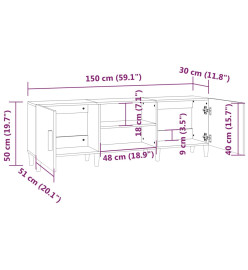 Meuble TV Chêne marron 150x30x50 cm Bois d'ingénierie