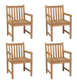 Chaises de jardin 4 pcs avec coussins beige Bois de teck solide