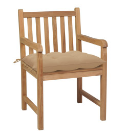 Chaises de jardin 4 pcs avec coussins beige Bois de teck solide