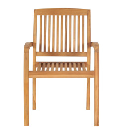 Chaises de jardin empilables avec coussins 8 pcs Teck solide
